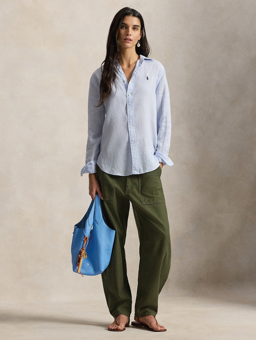 2026 New Arrival Camicia Classic Fit in Lino Celeste