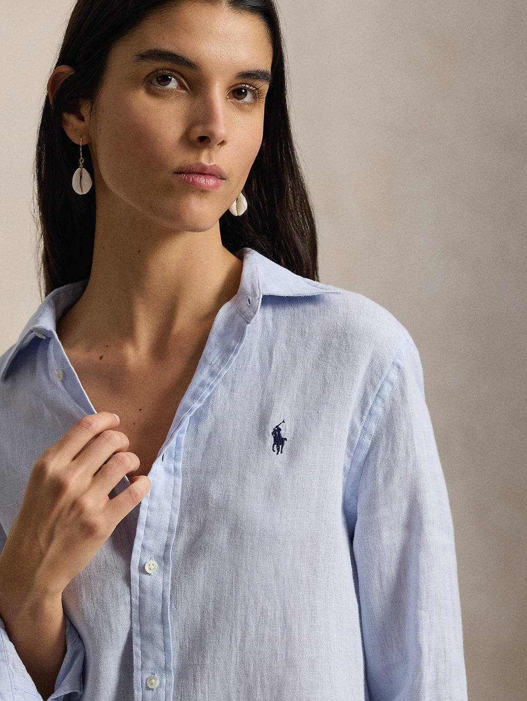 2026 New Arrival Camicia Classic Fit in Lino Celeste
