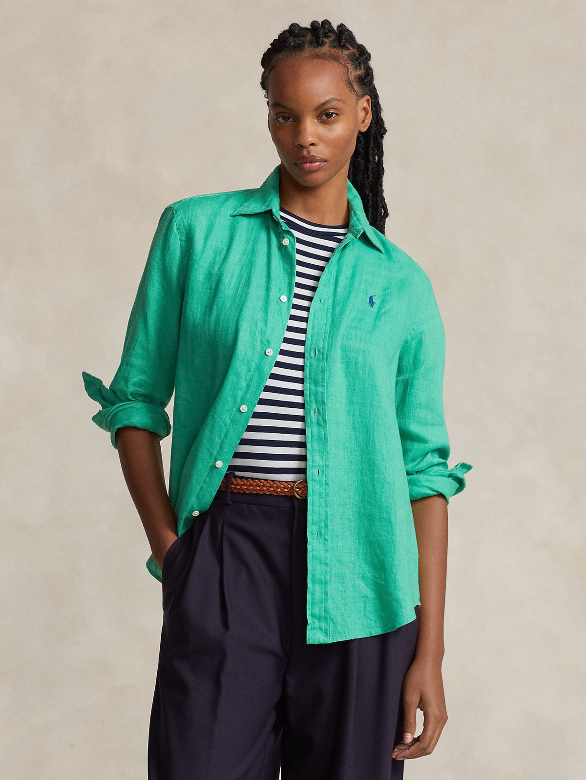 2026 New Arrival Camicia in Lino Over Verde