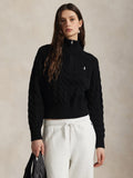 2026 New Arrival Maglia in Cotone a Trecce con Cerniera Nero