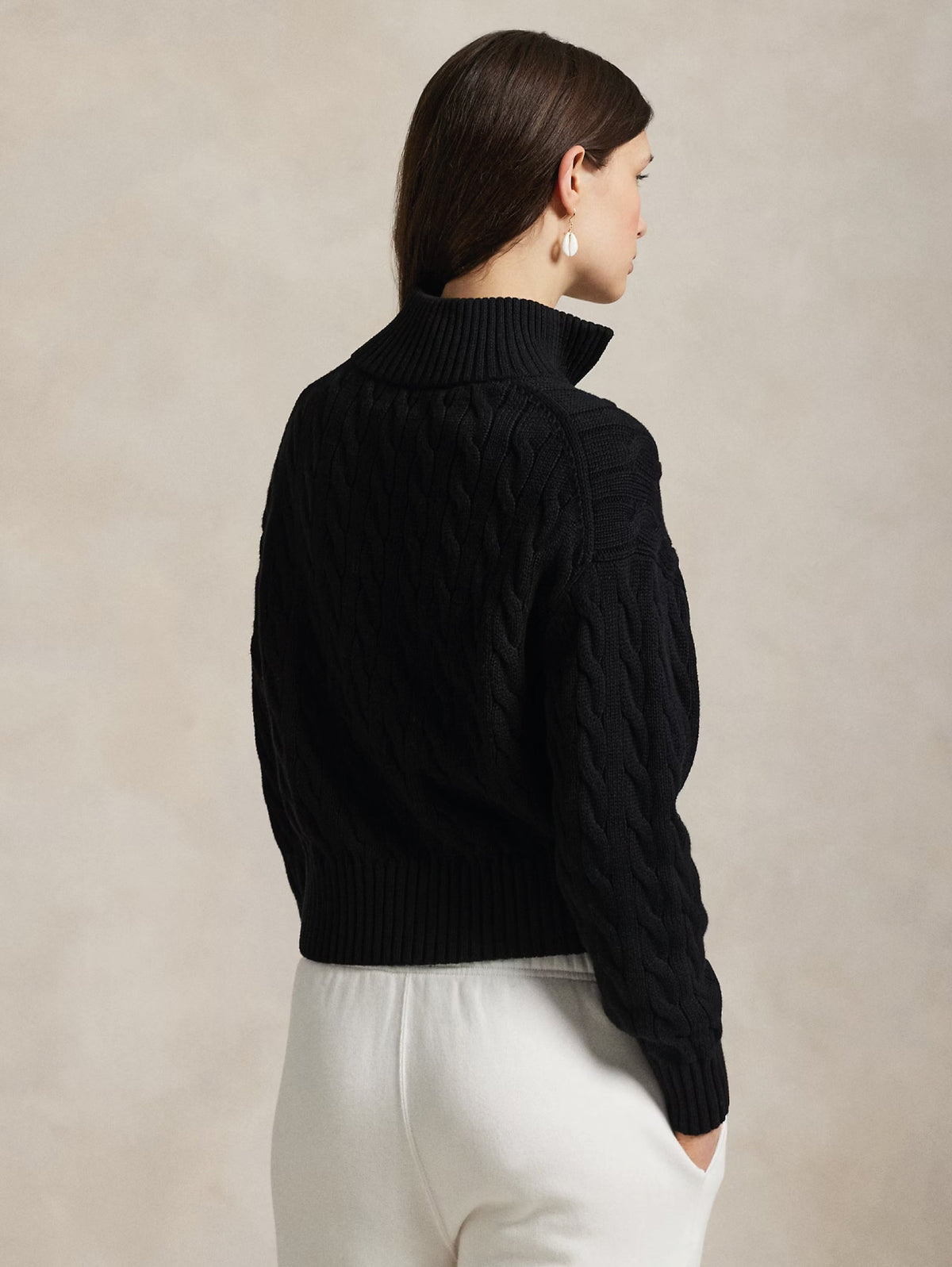 2026 New Arrival Maglia in Cotone a Trecce con Cerniera Nero