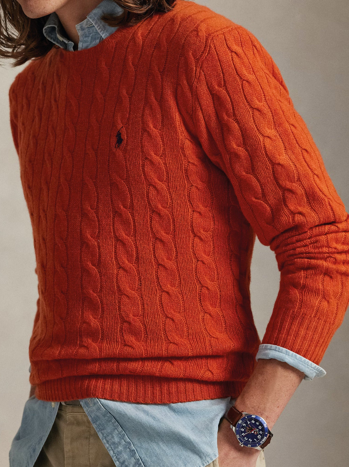 2026 New Arrival Maglia Girocollo in Misto Cashmere Arancione