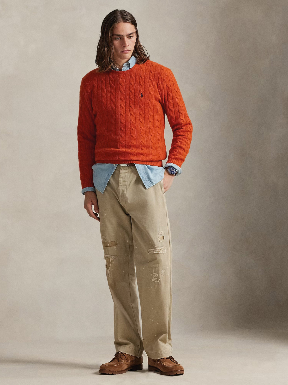 2026 New Arrival Maglia Girocollo in Misto Cashmere Arancione