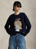2026 New Arrival Maglione in Lana e Cashmere con Polo Bear Blu