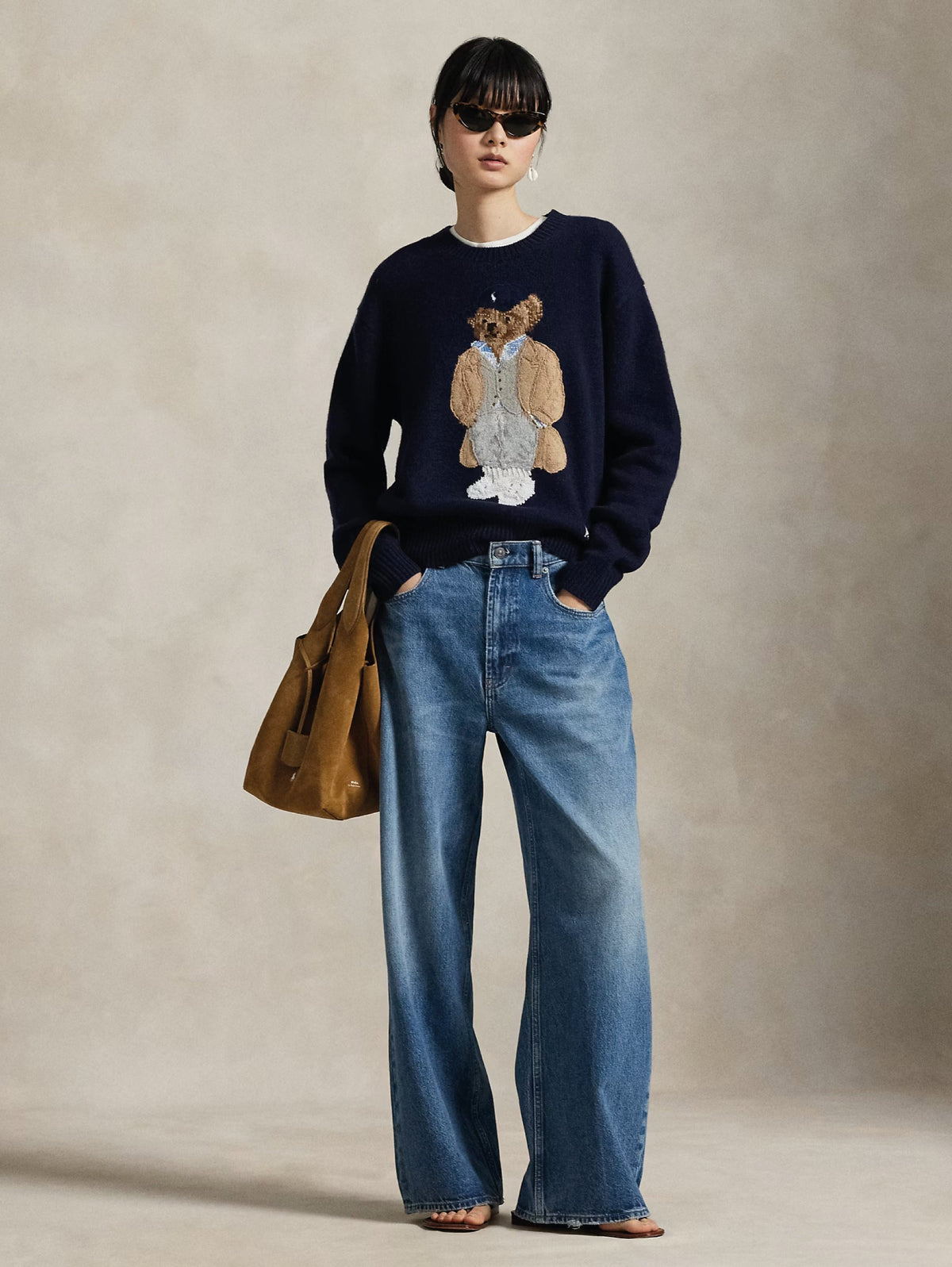 2026 New Arrival Maglione in Lana e Cashmere con Polo Bear Blu