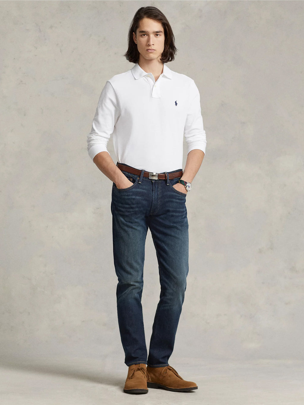 2026 New Arrival Polo Slim Fit Manica Lunga Bianco