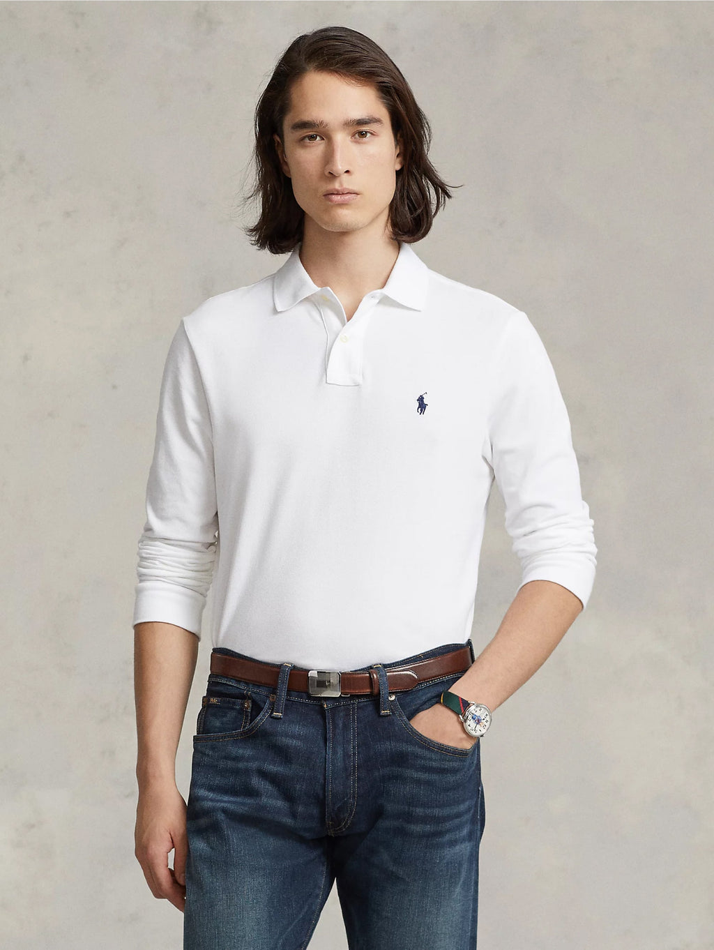 2026 New Arrival Polo Slim Fit Manica Lunga Bianco