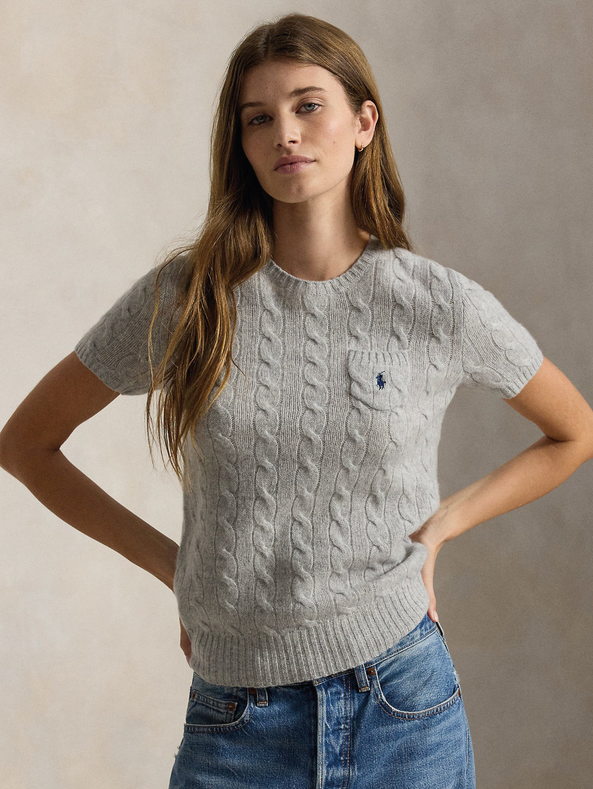 2026 New Arrival Maglia Maniche Corte s Trecce Grigio