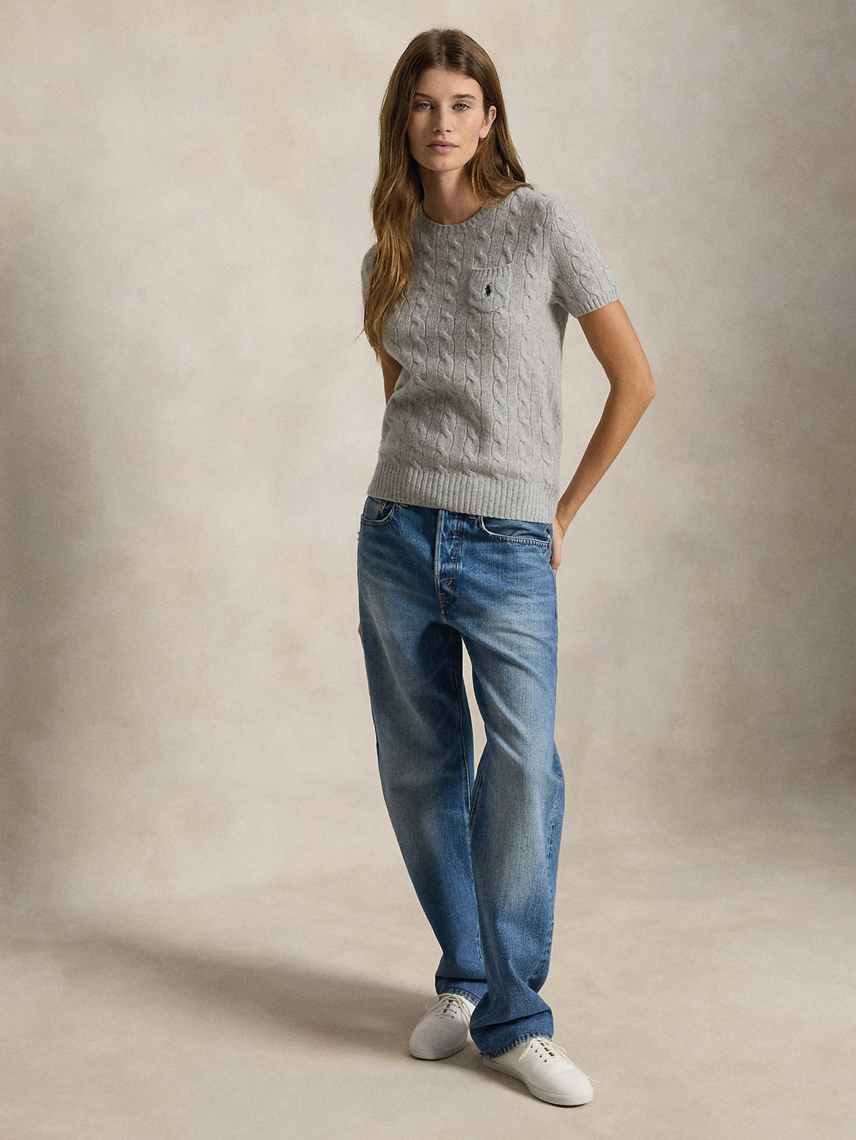 2026 New Arrival Maglia Maniche Corte s Trecce Grigio