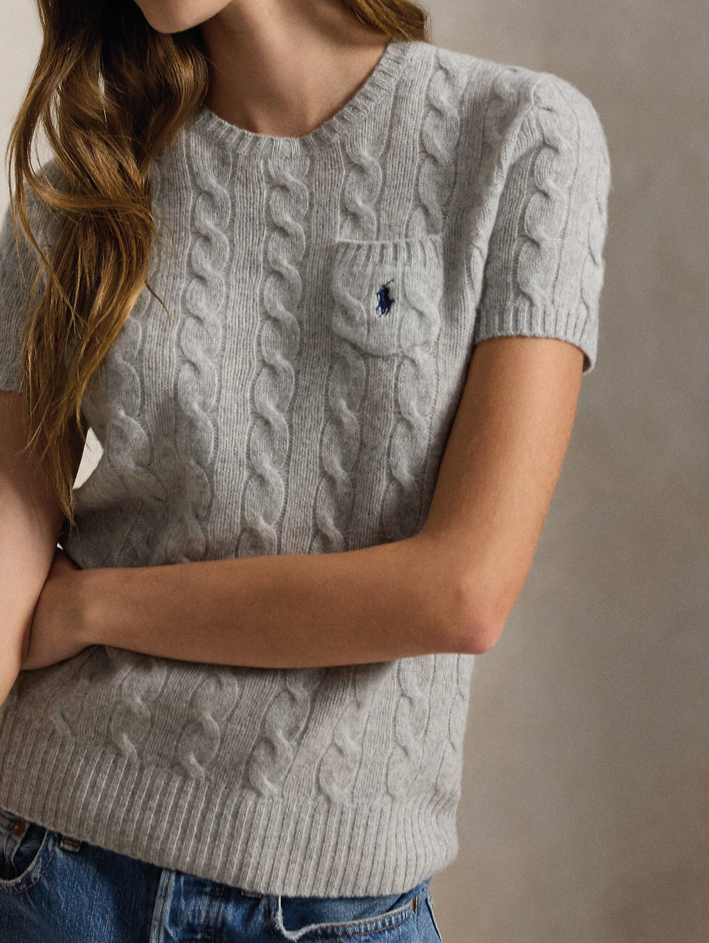 2026 New Arrival Maglia Maniche Corte s Trecce Grigio