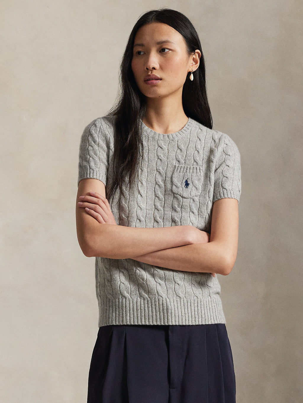 2026 New Arrival Maglia Maniche Corte s Trecce Grigio