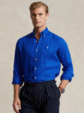 2026 New Arrival Camicia in Lino Slim Fit Blu
