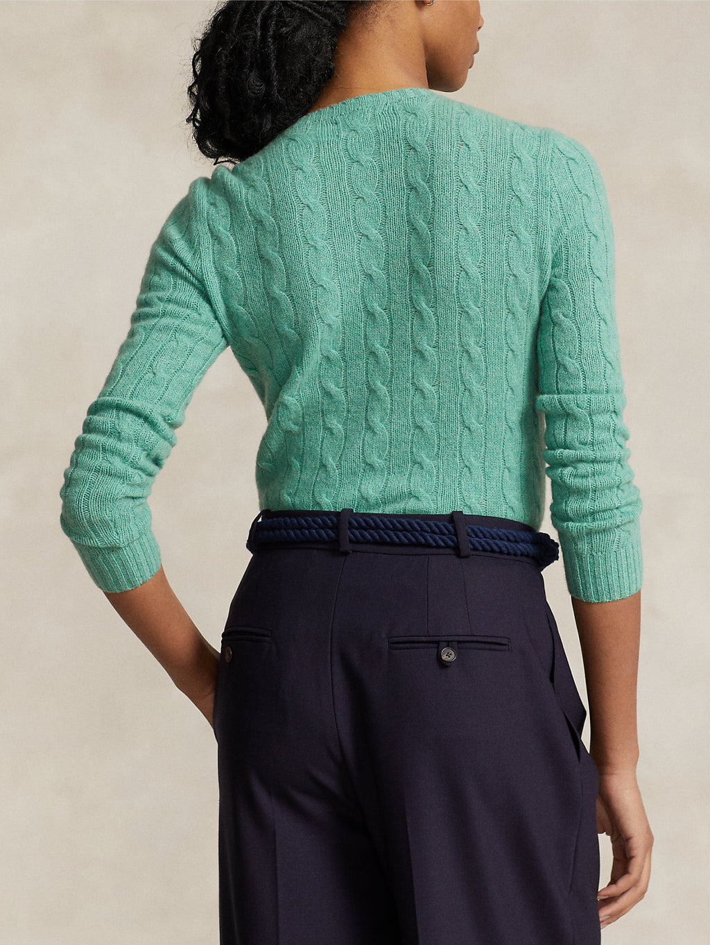 2026 New Arrival Maglia a Trecce in Misto Cashmere Verde Melange