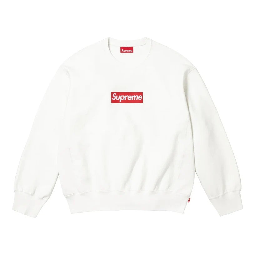 2026 New Arrival Supreme Washed Box Logo Crewneck White
