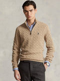 2026 New Arrival Maglia Mezza Zip a Trecce Cammello