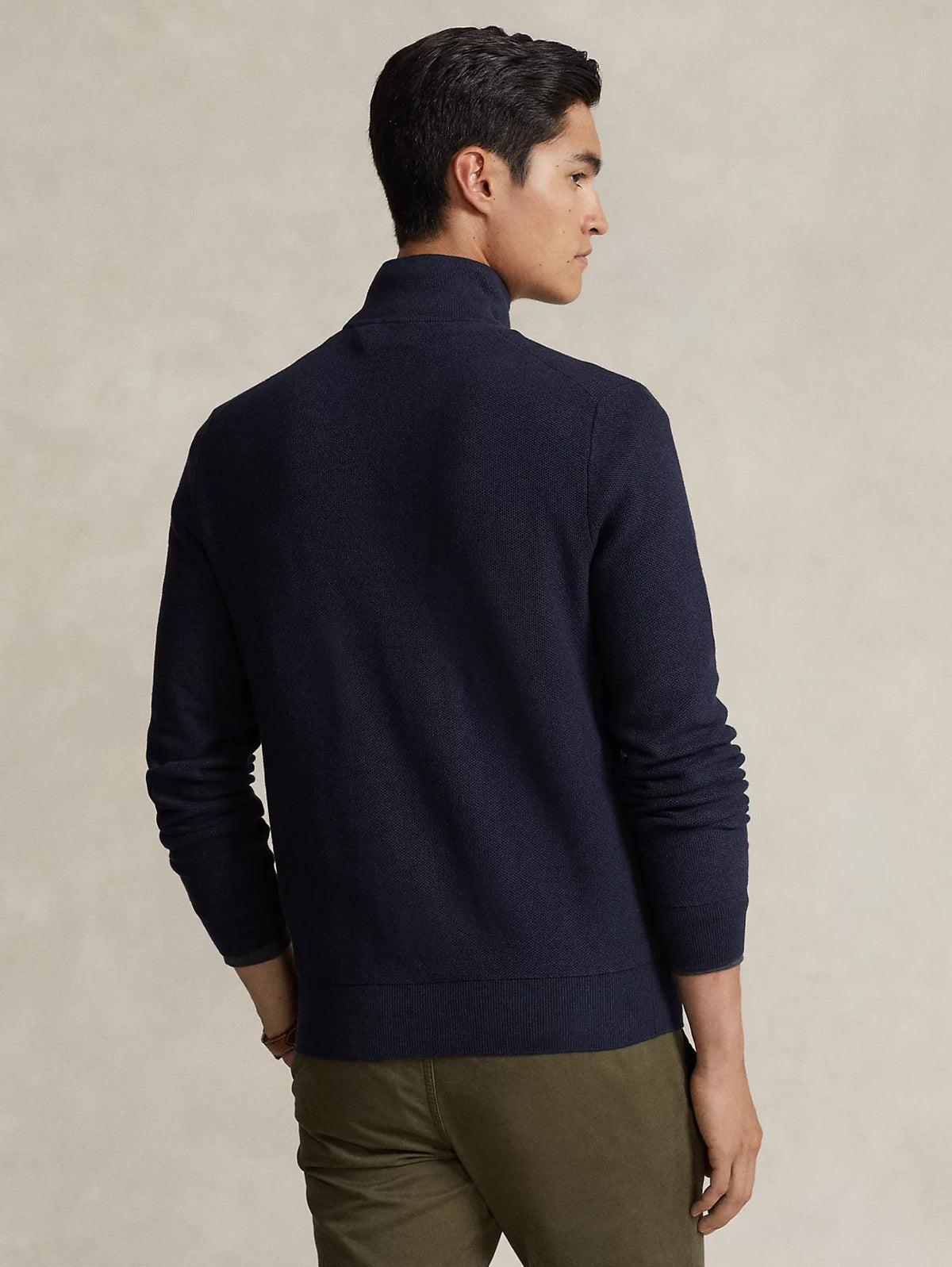 2026 New Arrival Maglia in Piqué Mezza Zip in Cotone Blu