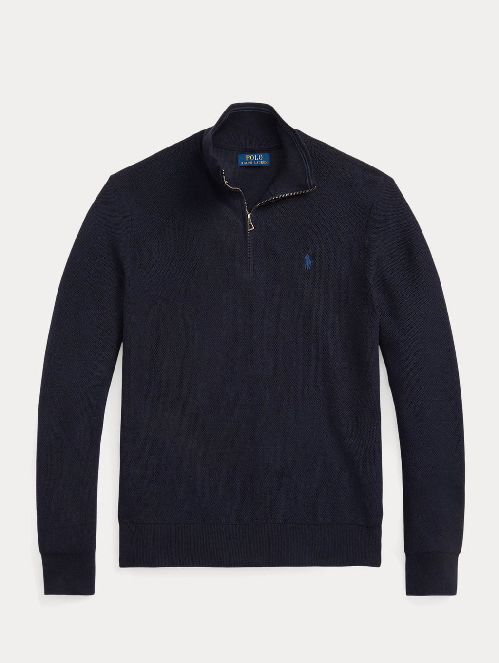2026 New Arrival Maglia in Piqué Mezza Zip in Cotone Blu