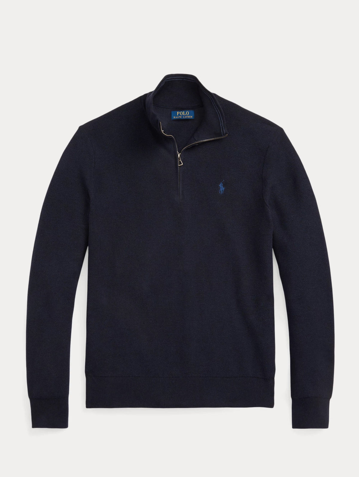2026 New Arrival Maglia in Piqué Mezza Zip in Cotone Blu