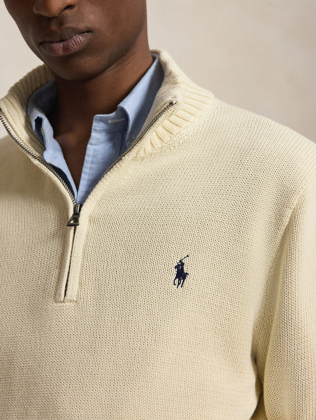 2026 New Arrival Maglia in Cotone con Mezza Zip Crema