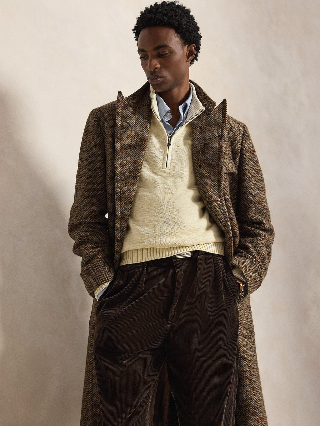 2026 New Arrival Maglia in Cotone con Mezza Zip Crema