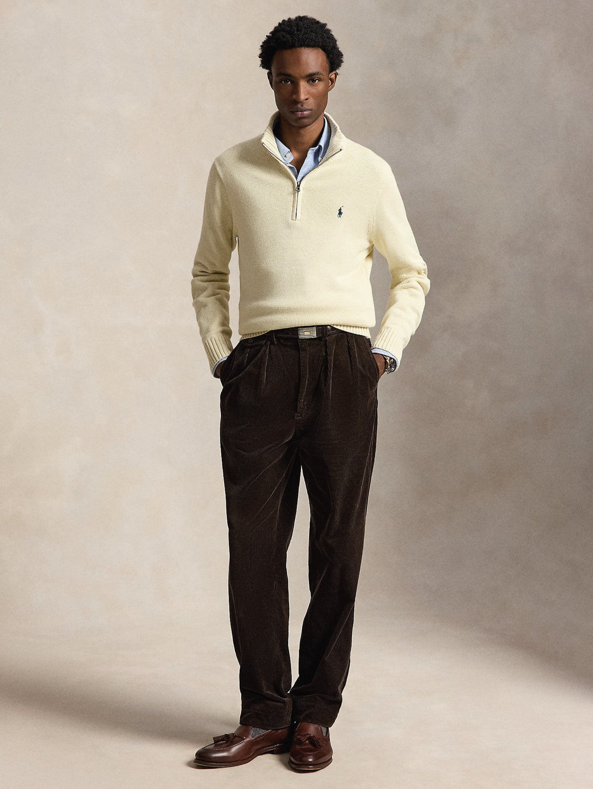 2026 New Arrival Maglia in Cotone con Mezza Zip Crema