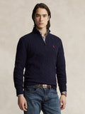 2026 New Arrival Maglia Mezza Zip a Trecce Blu Navy