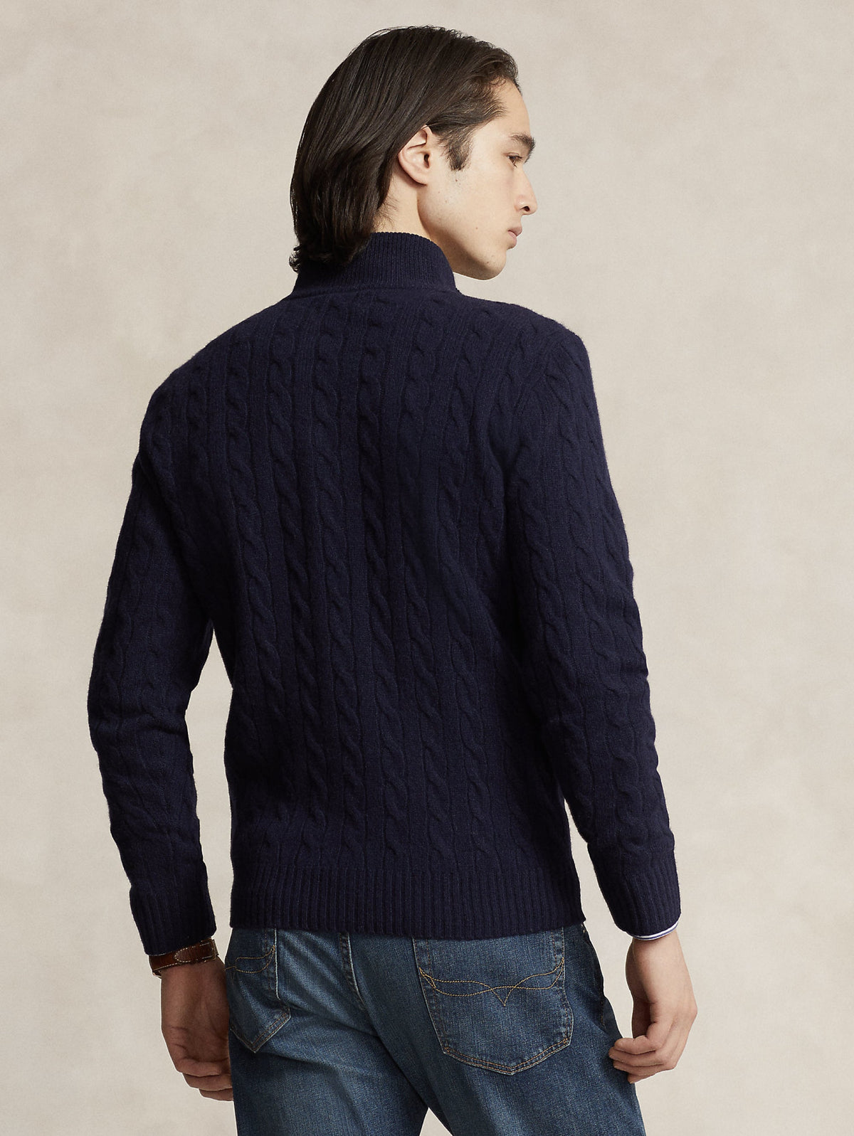 2026 New Arrival Maglia Mezza Zip a Trecce Blu