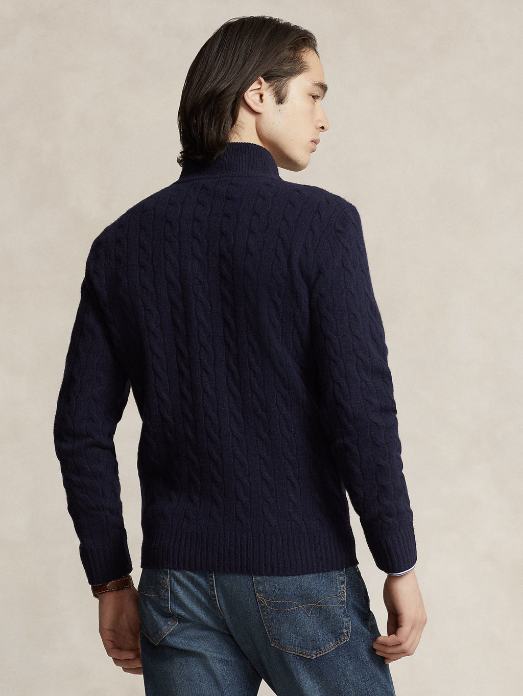 2026 New Arrival Maglia Mezza Zip a Trecce Blu Navy