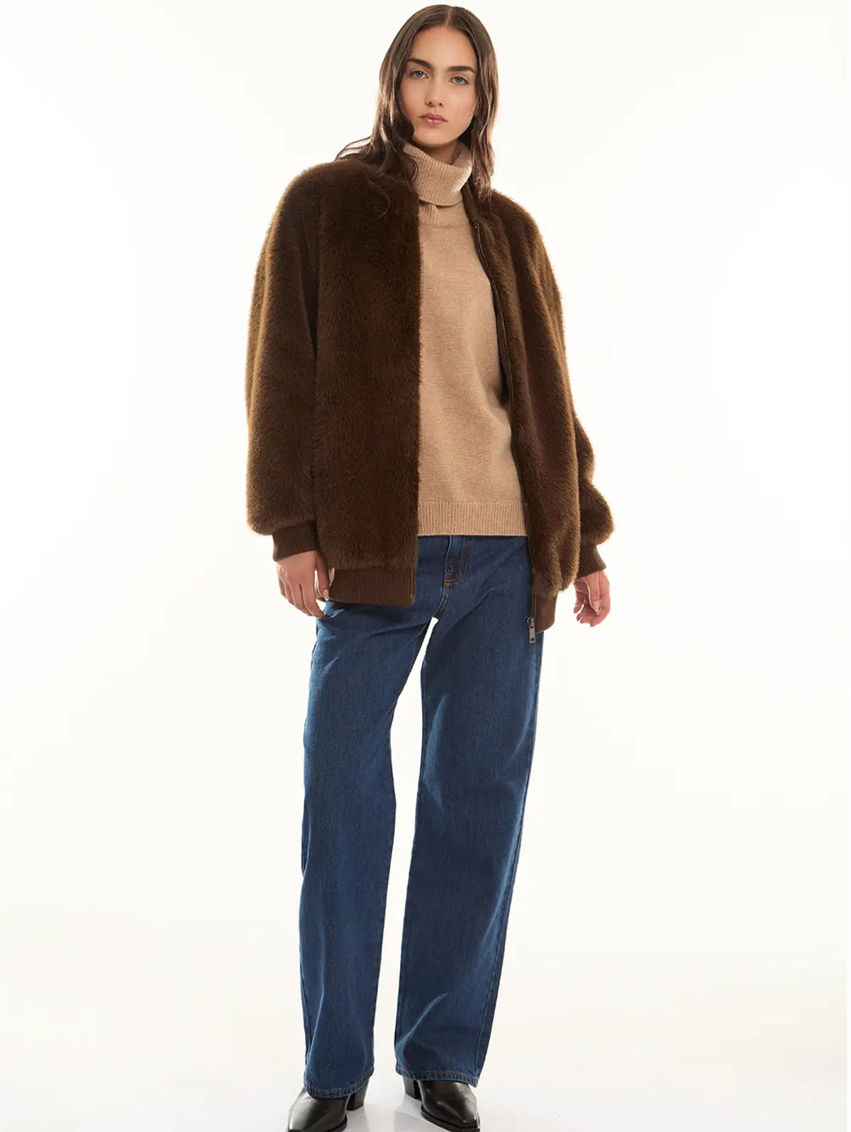 2026 New Arrival Bomber in Ecopelliccia Marrone