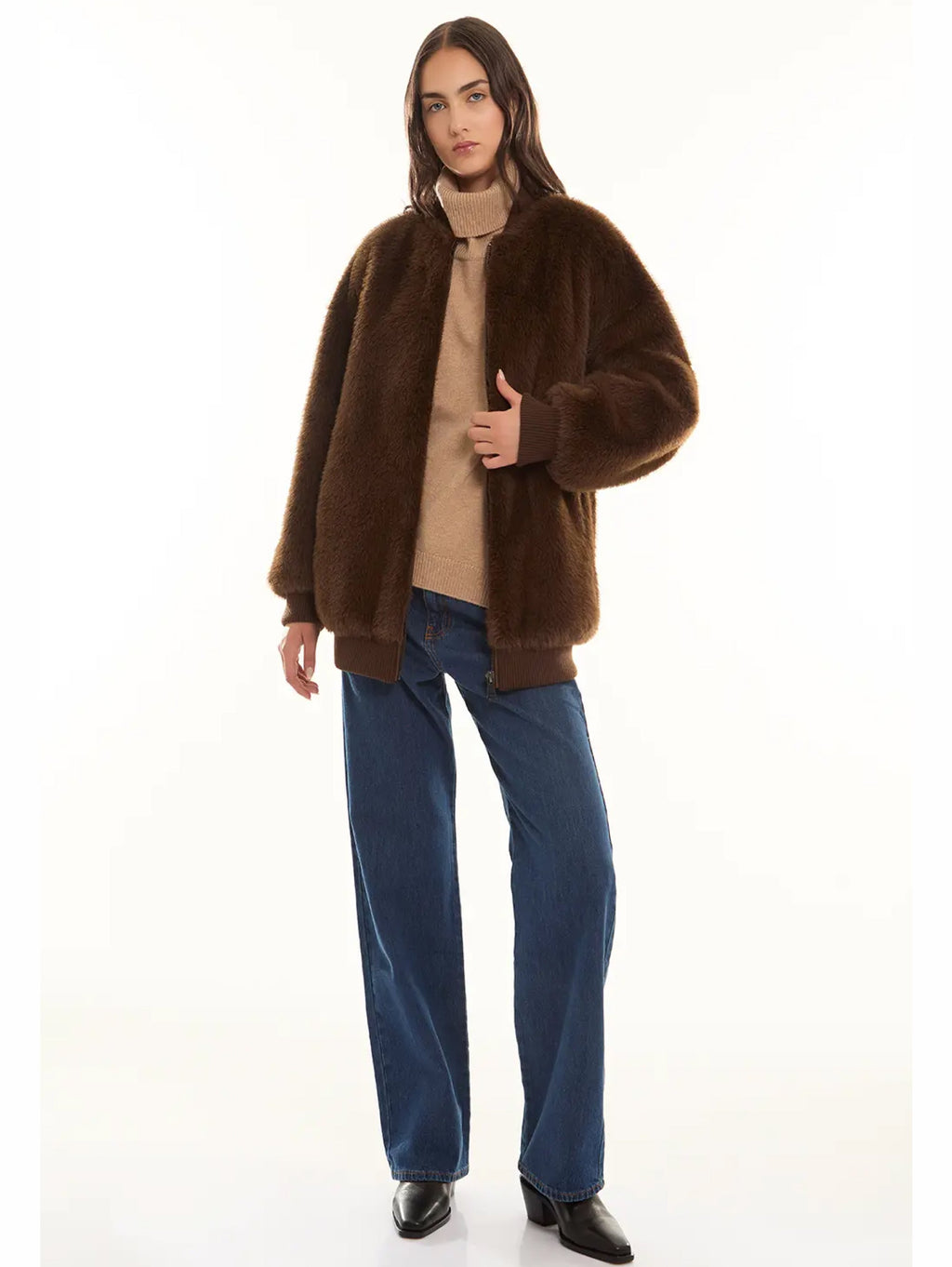 2026 New Arrival Bomber in Ecopelliccia Marrone