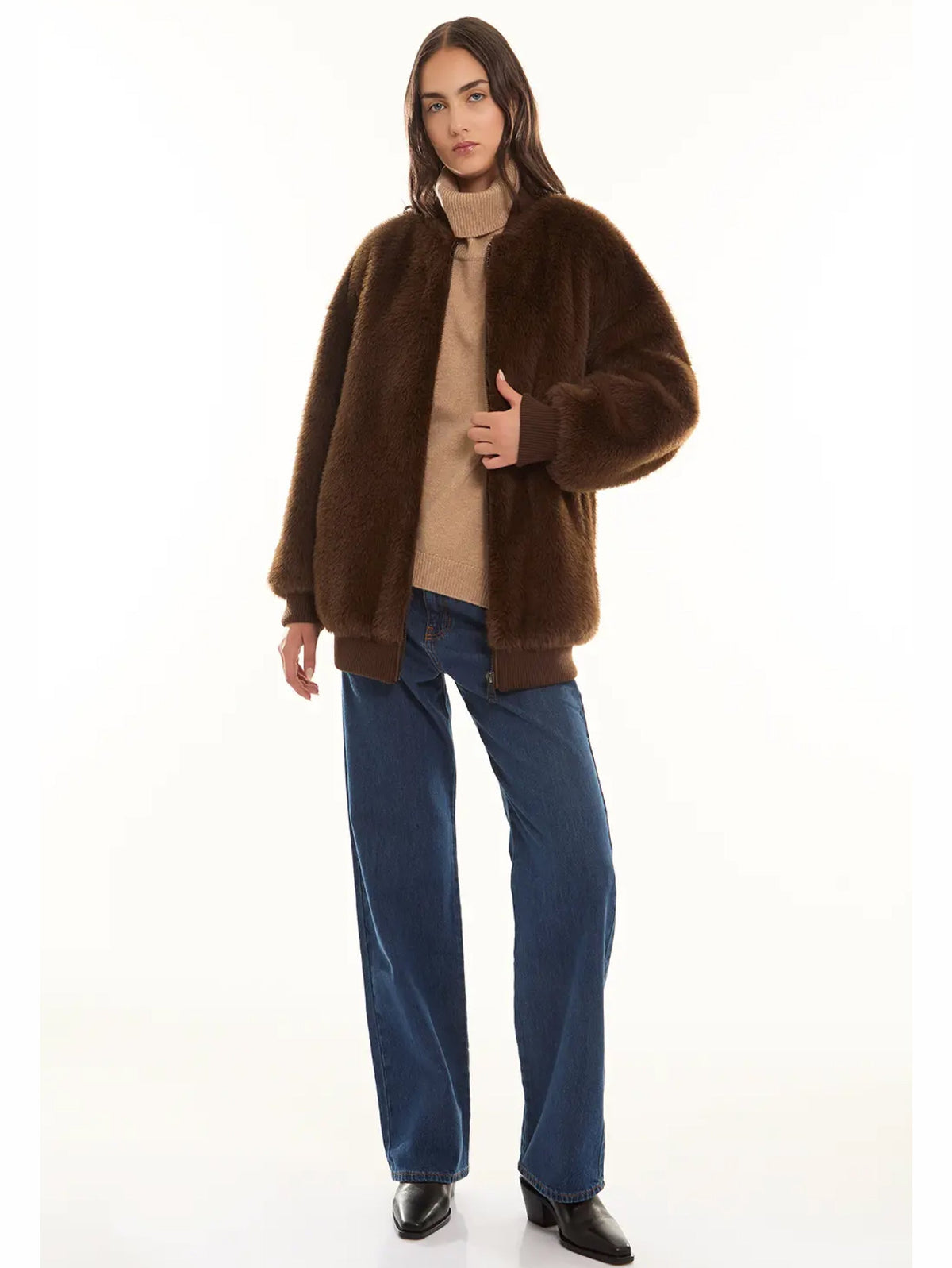 2026 New Arrival Bomber in Ecopelliccia Marrone