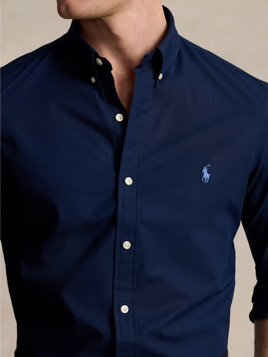 2026 New Arrival Camicia in Popeline Elasticizzato Blu Navy