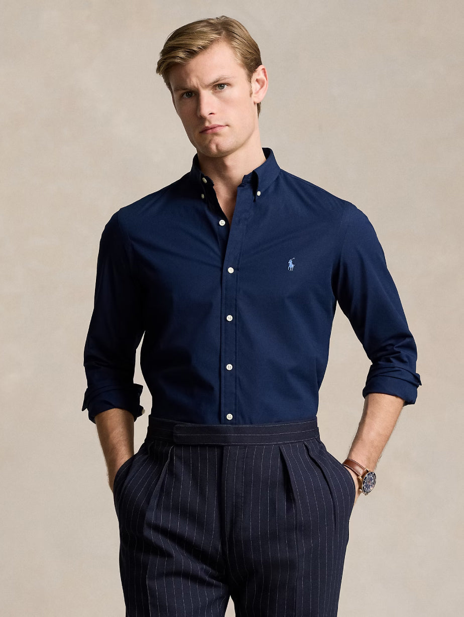 2026 New Arrival Camicia in Popeline Elasticizzato Blu Navy