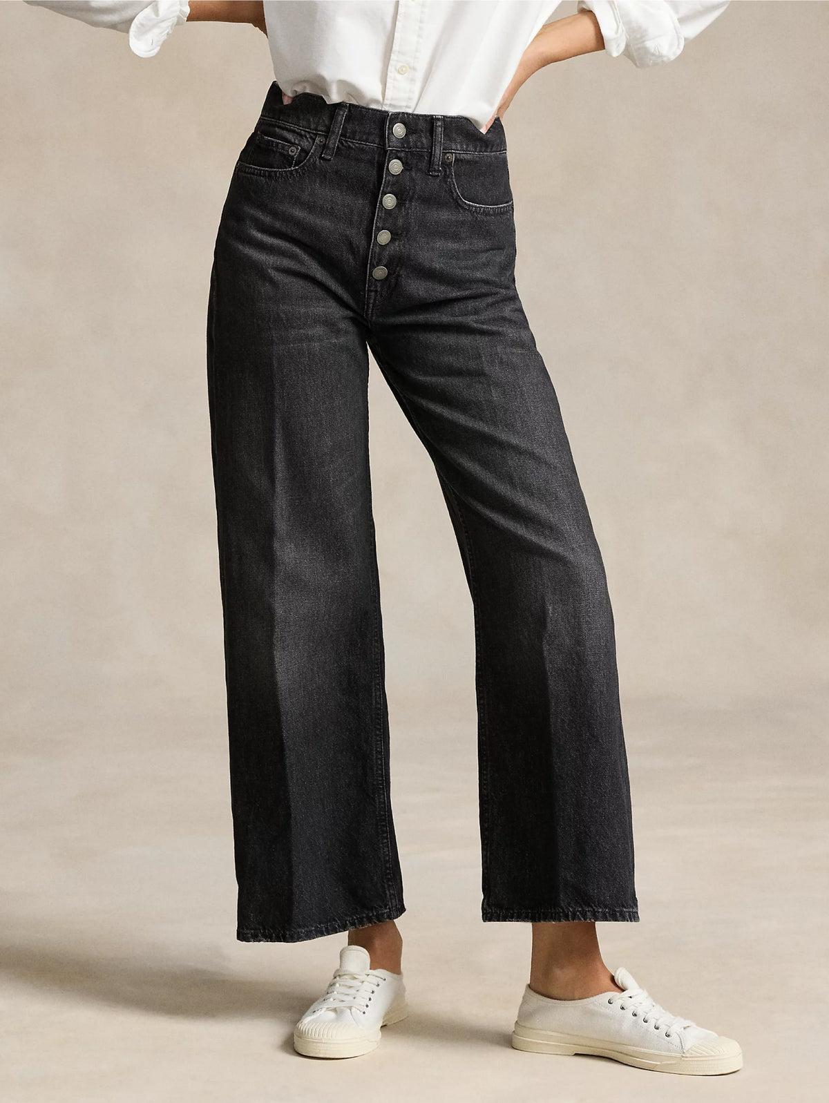 2026 New Arrival Jeans in Cotone Egiziano Cropped Grigio