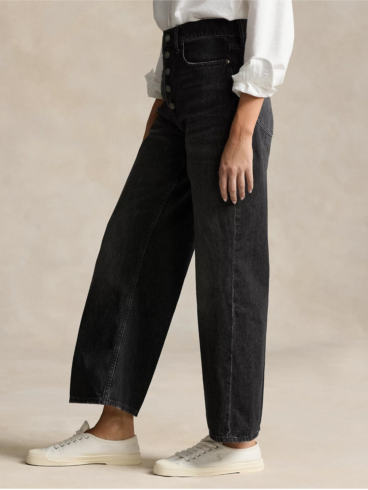 2026 New Arrival Jeans in Cotone Egiziano Cropped Grigio