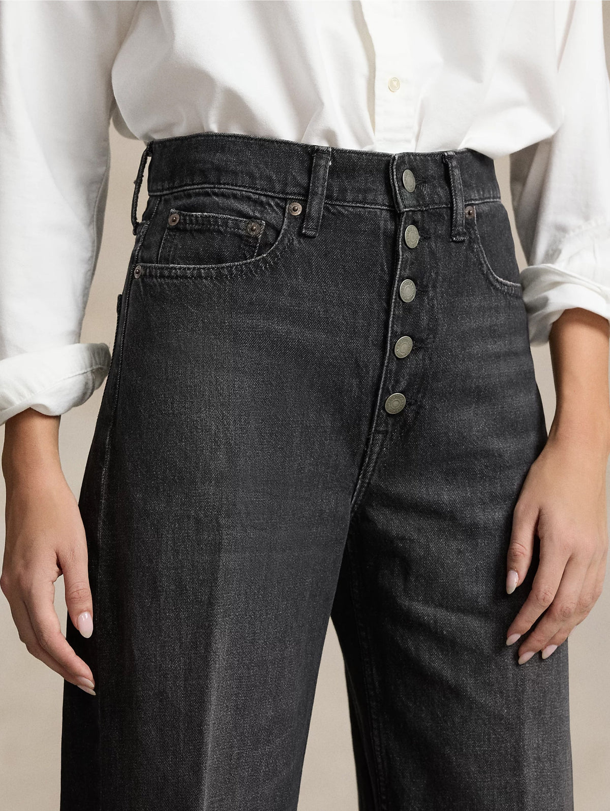 2026 New Arrival Jeans in Cotone Egiziano Cropped Grigio