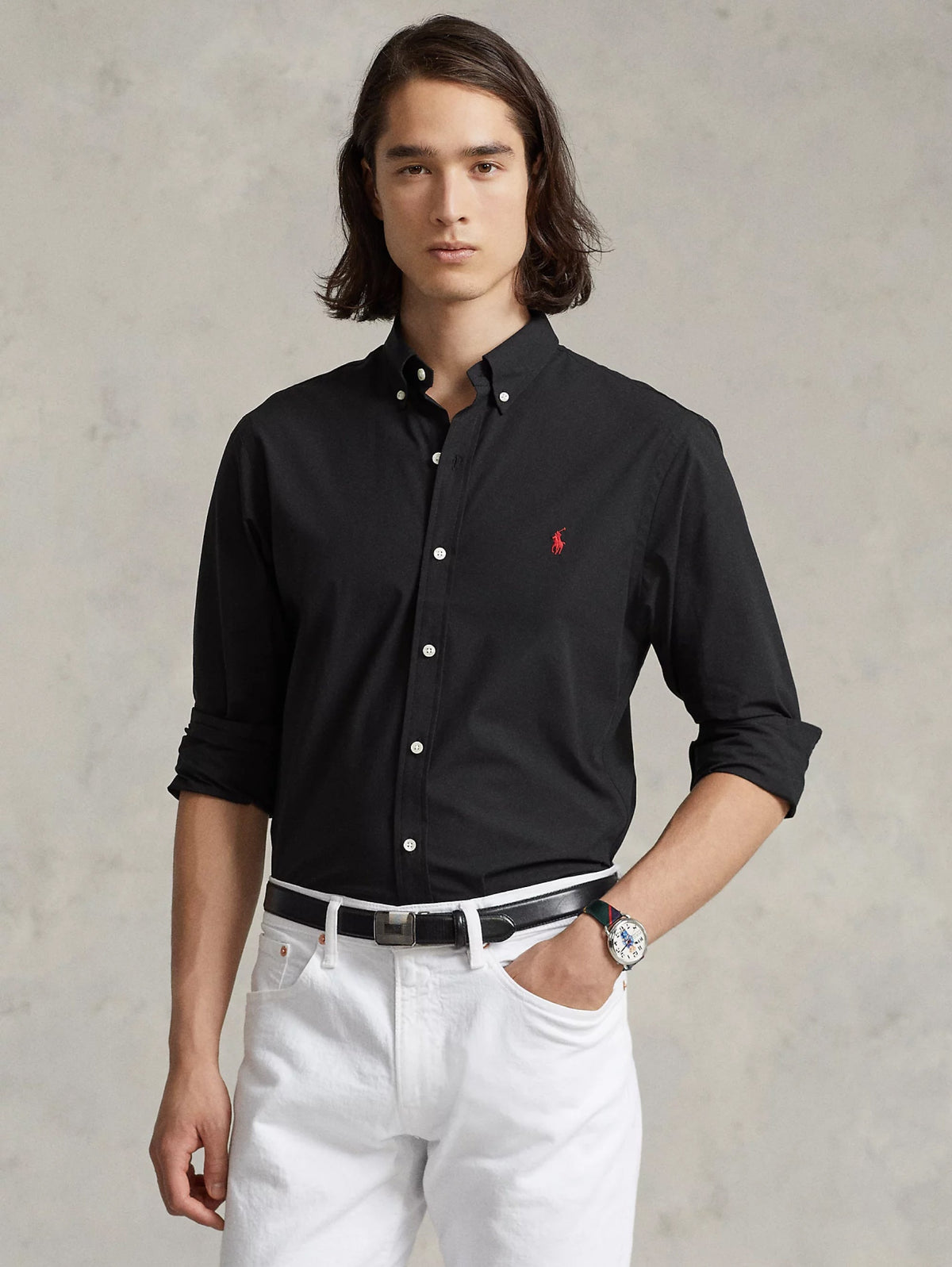 2026 New Arrival Camicia in Popeline Elasticizzato Nero