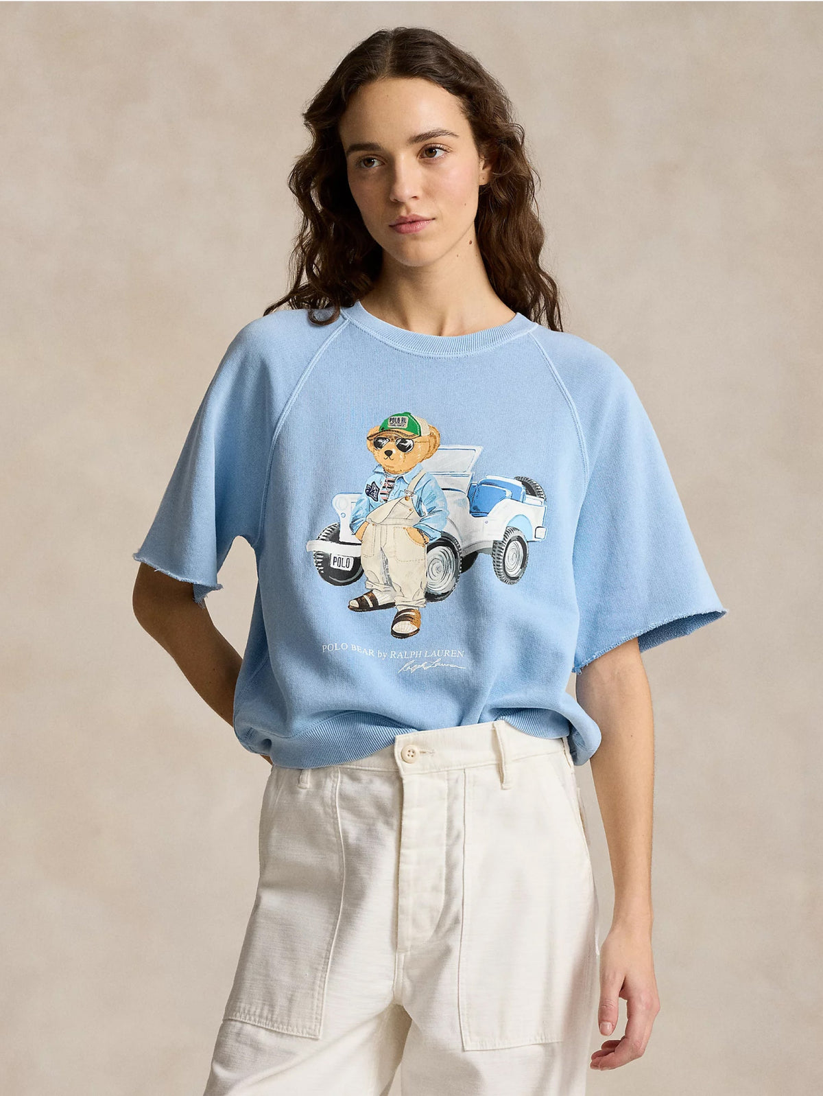 2026 New Arrival Felpa Girocollo Polo Bear con Maniche Corte Blu
