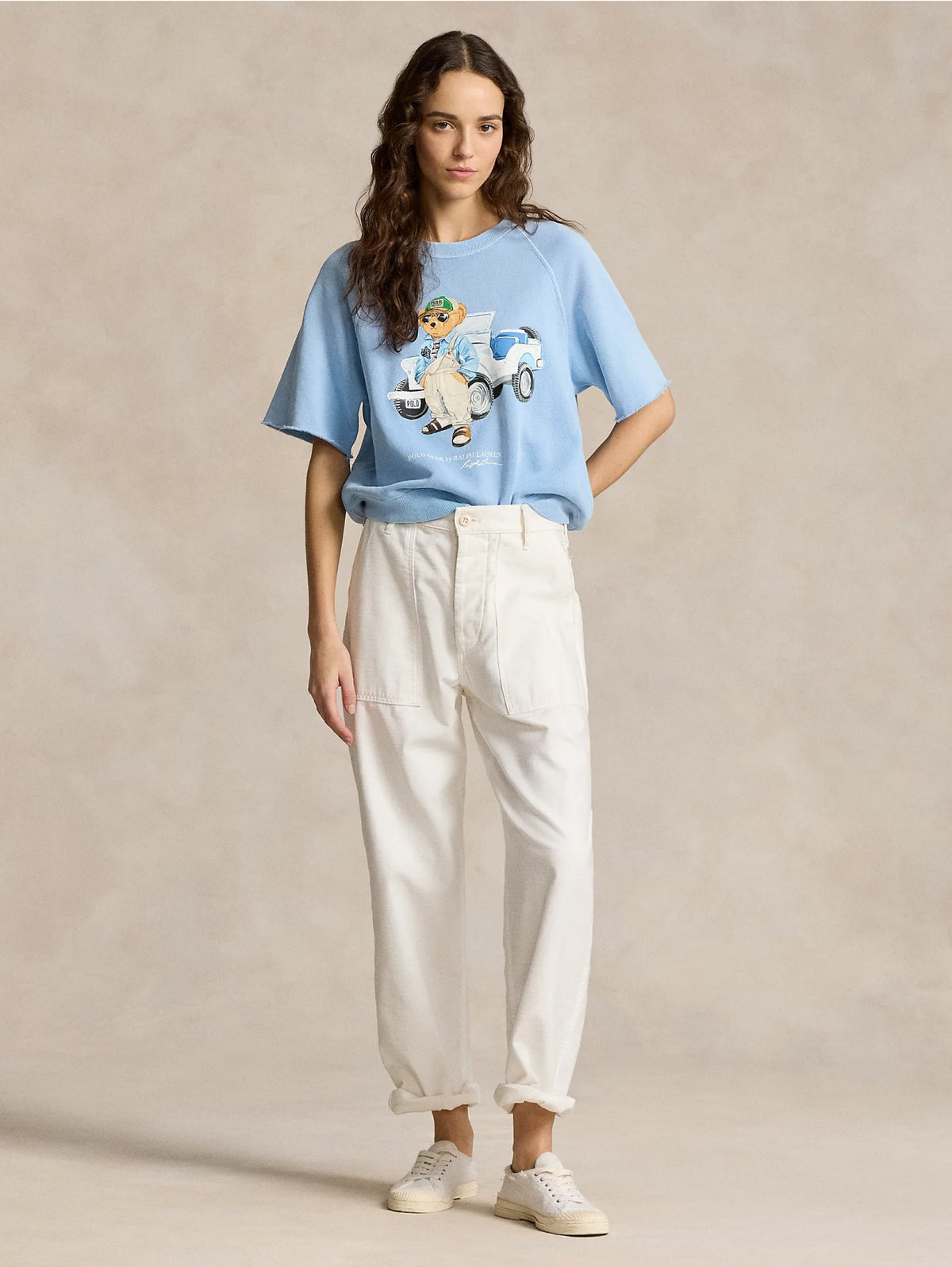 2026 New Arrival Felpa Girocollo Polo Bear con Maniche Corte Blu