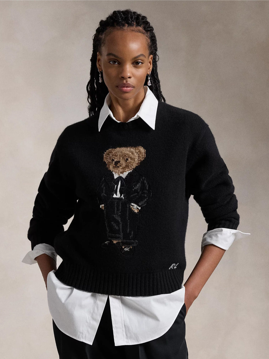 2026 New Arrival Maglione Polo Bear con Smoking Nero