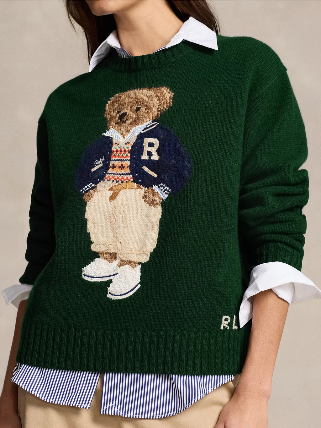2026 New Arrival Maglia Polo Bear in Lana e Cashmere Verde