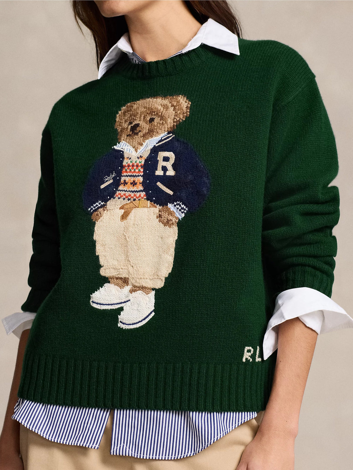 2026 New Arrival Maglia Polo Bear in Lana e Cashmere Verde