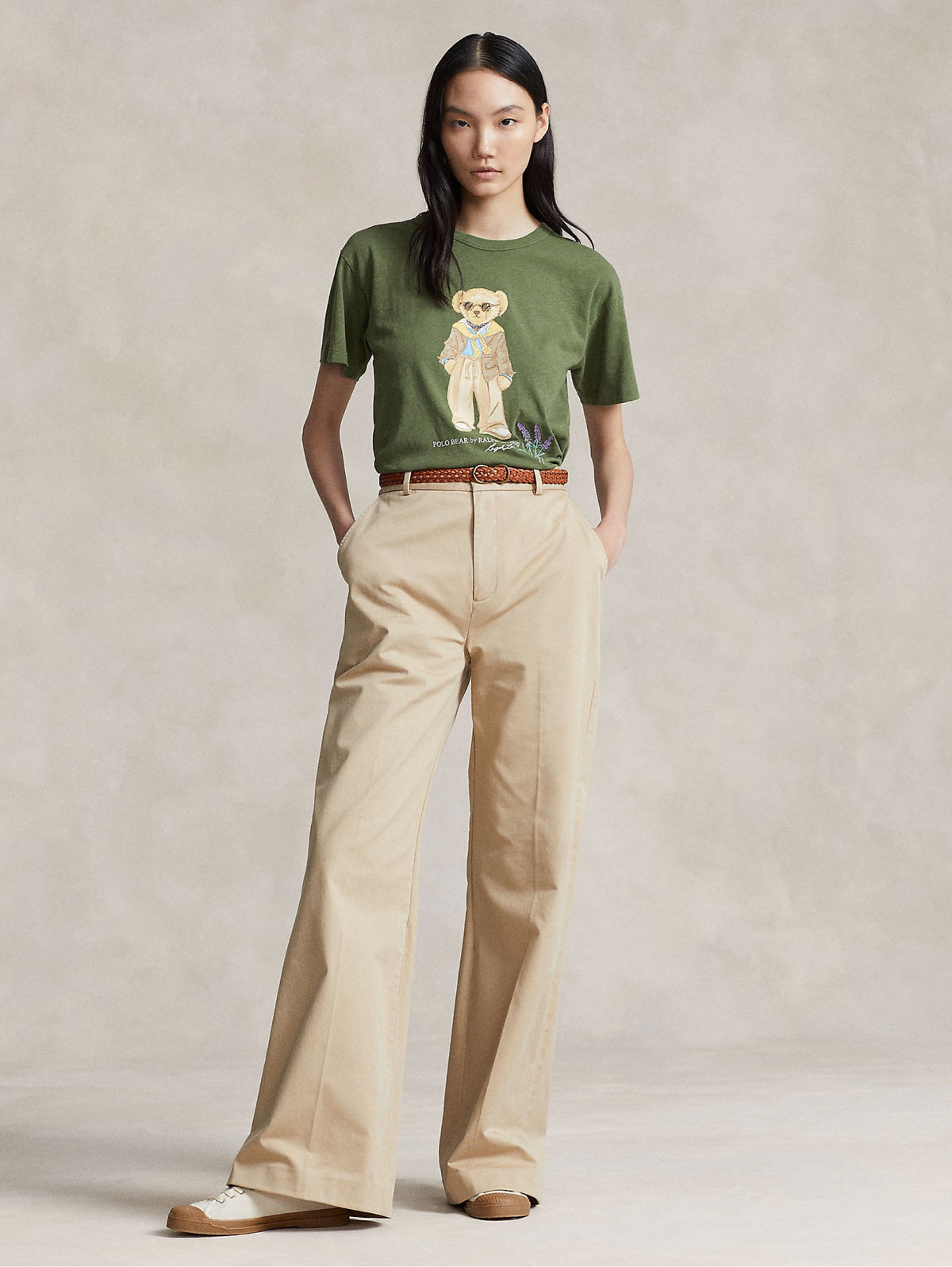 2026 New Arrival T-shirt con Stampa Polo Bear Verde