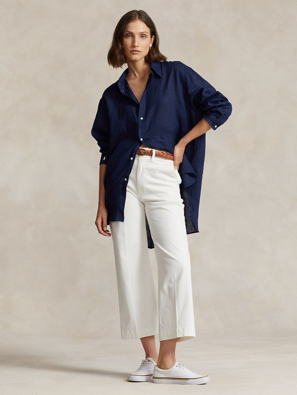 2026 New Arrival Pantaloni in Twill di Cotone Cropped Bianco