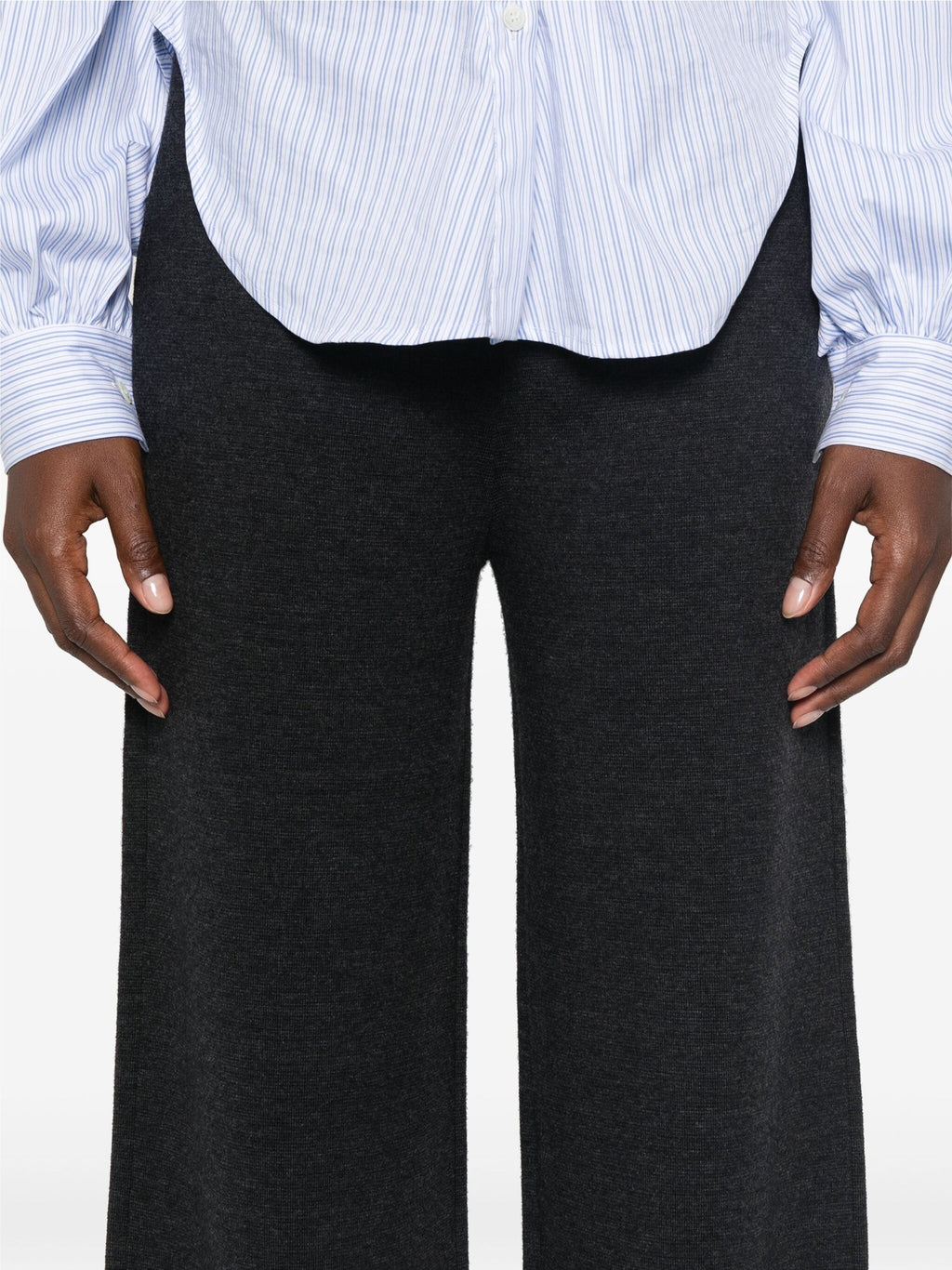 2026 New Arrival Pantaloni con Gamba Ampia in Lana Grigio