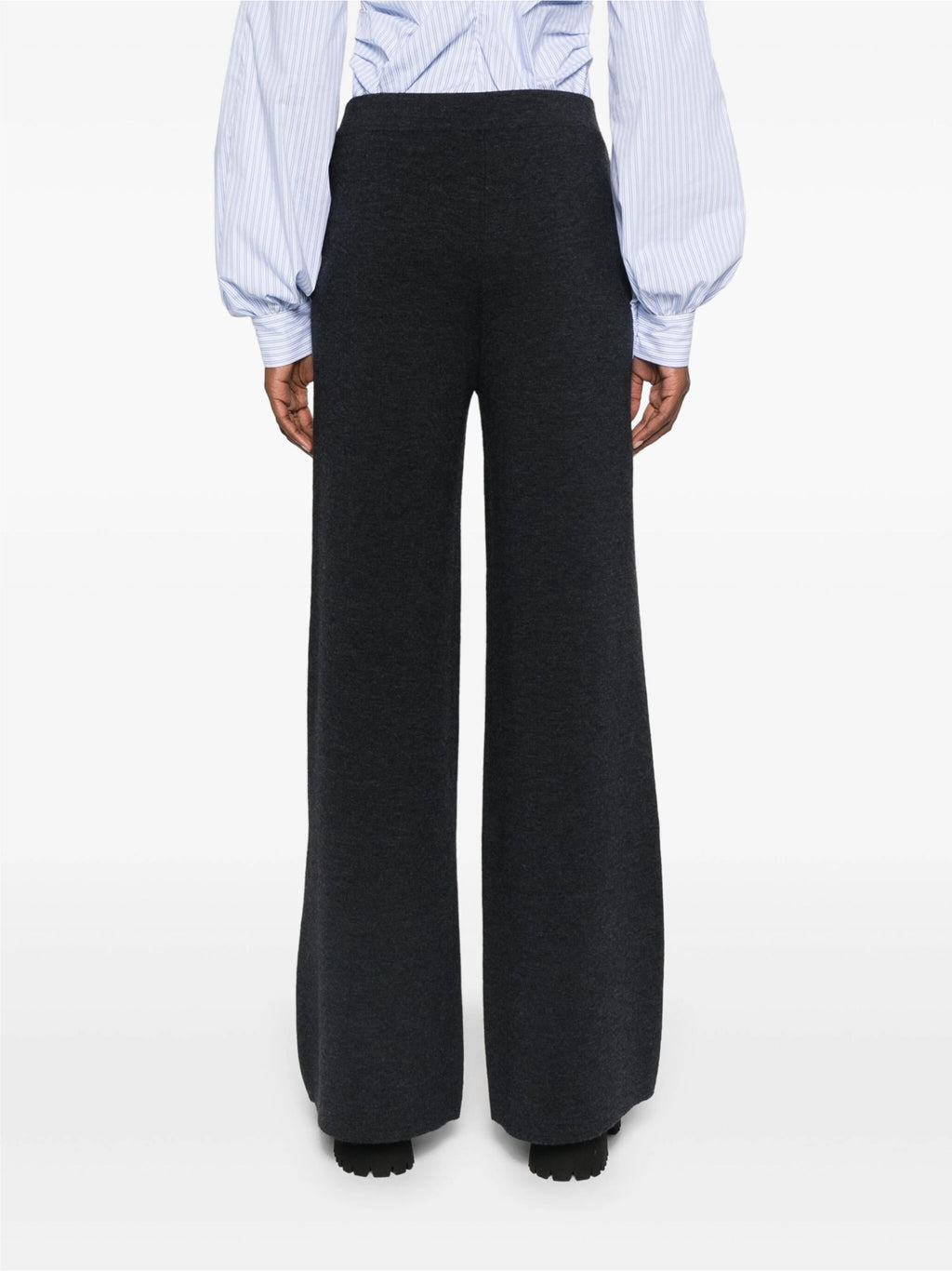 2026 New Arrival Pantaloni con Gamba Ampia in Lana Grigio