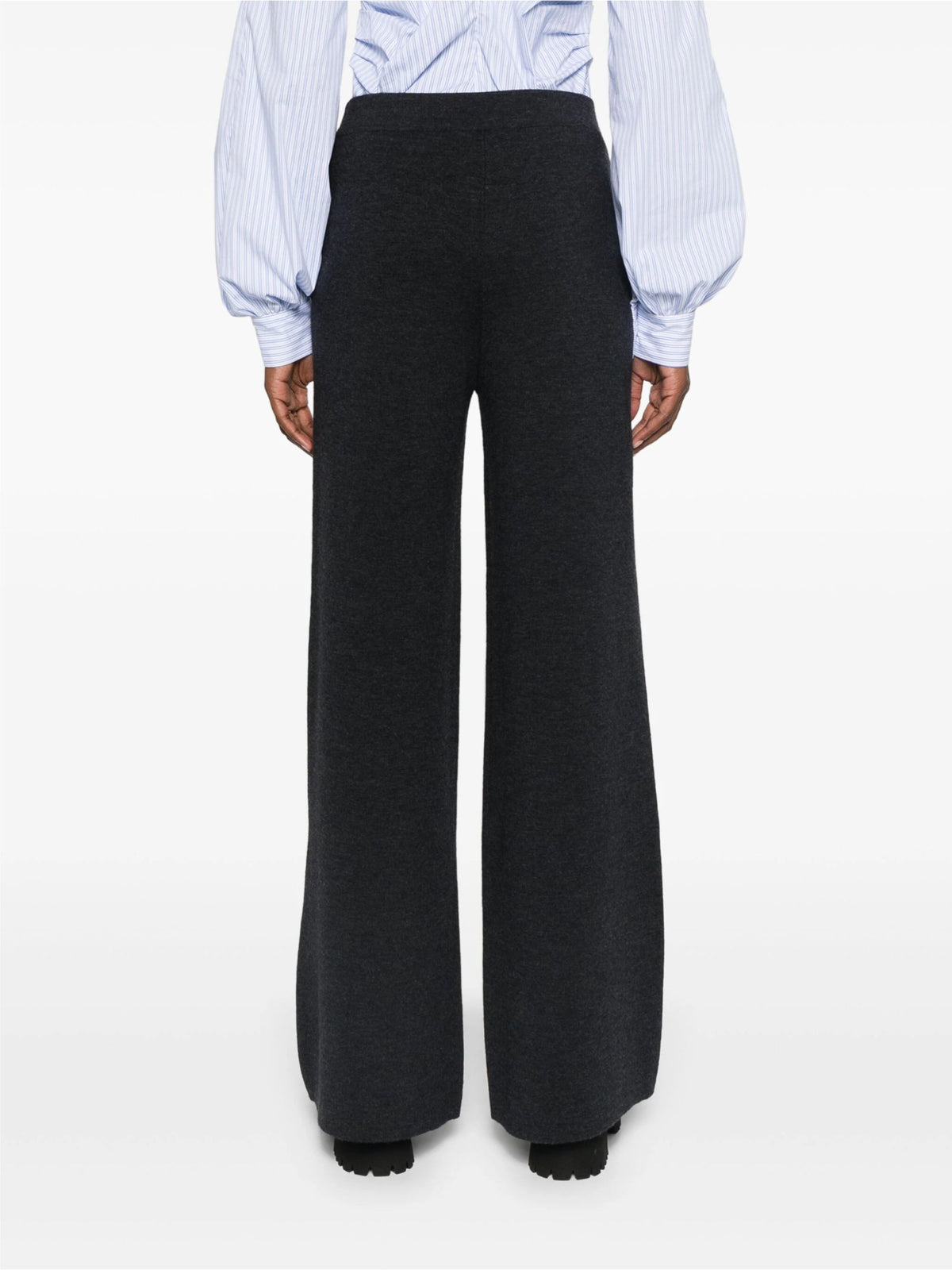 2026 New Arrival Pantaloni con Gamba Ampia in Lana Grigio
