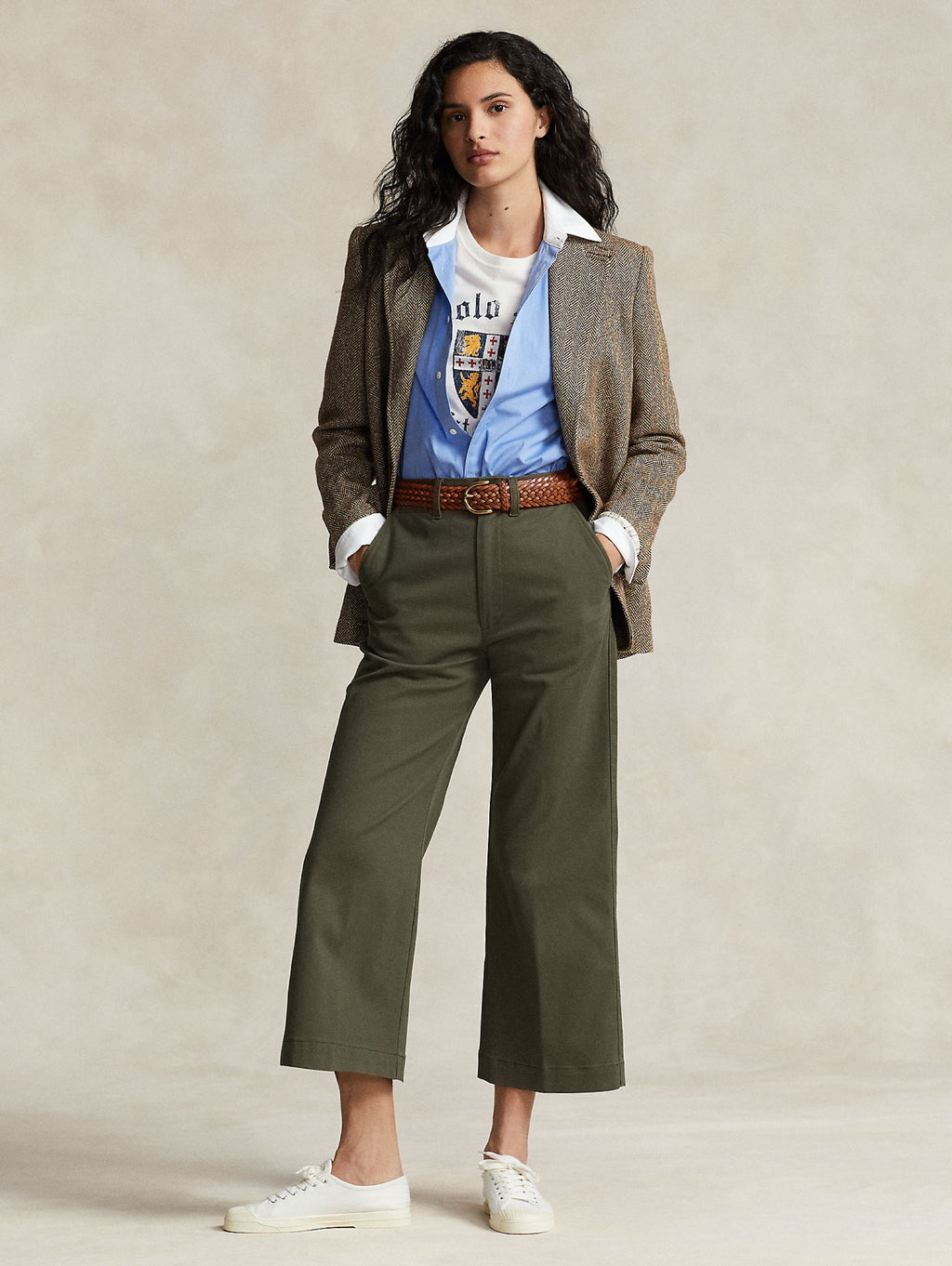 2026 New Arrival Pantaloni in Twill di Cotone Cropped Verde