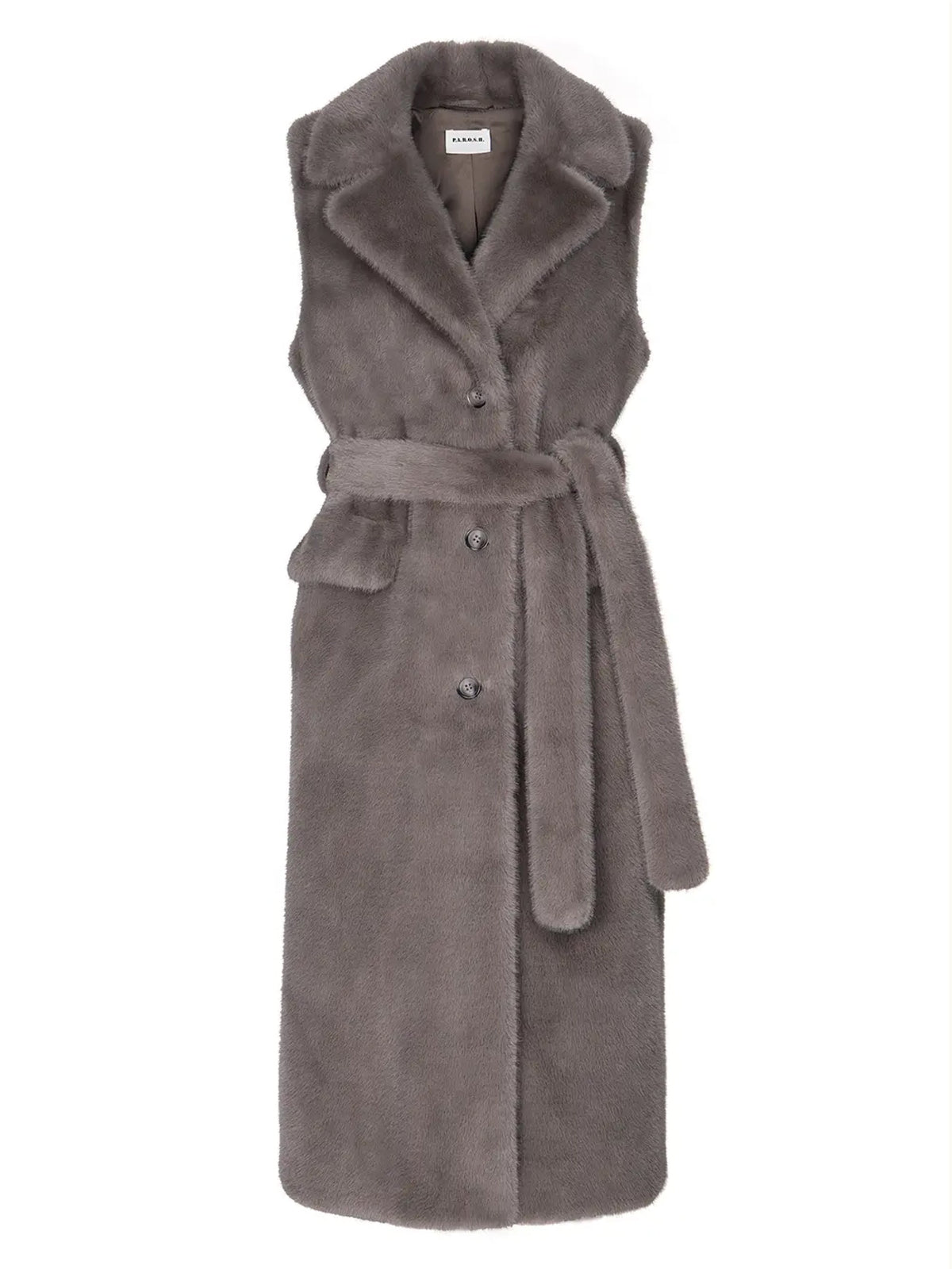 2026 New Arrival Gilet Lungo in Ecopelliccia Tortora