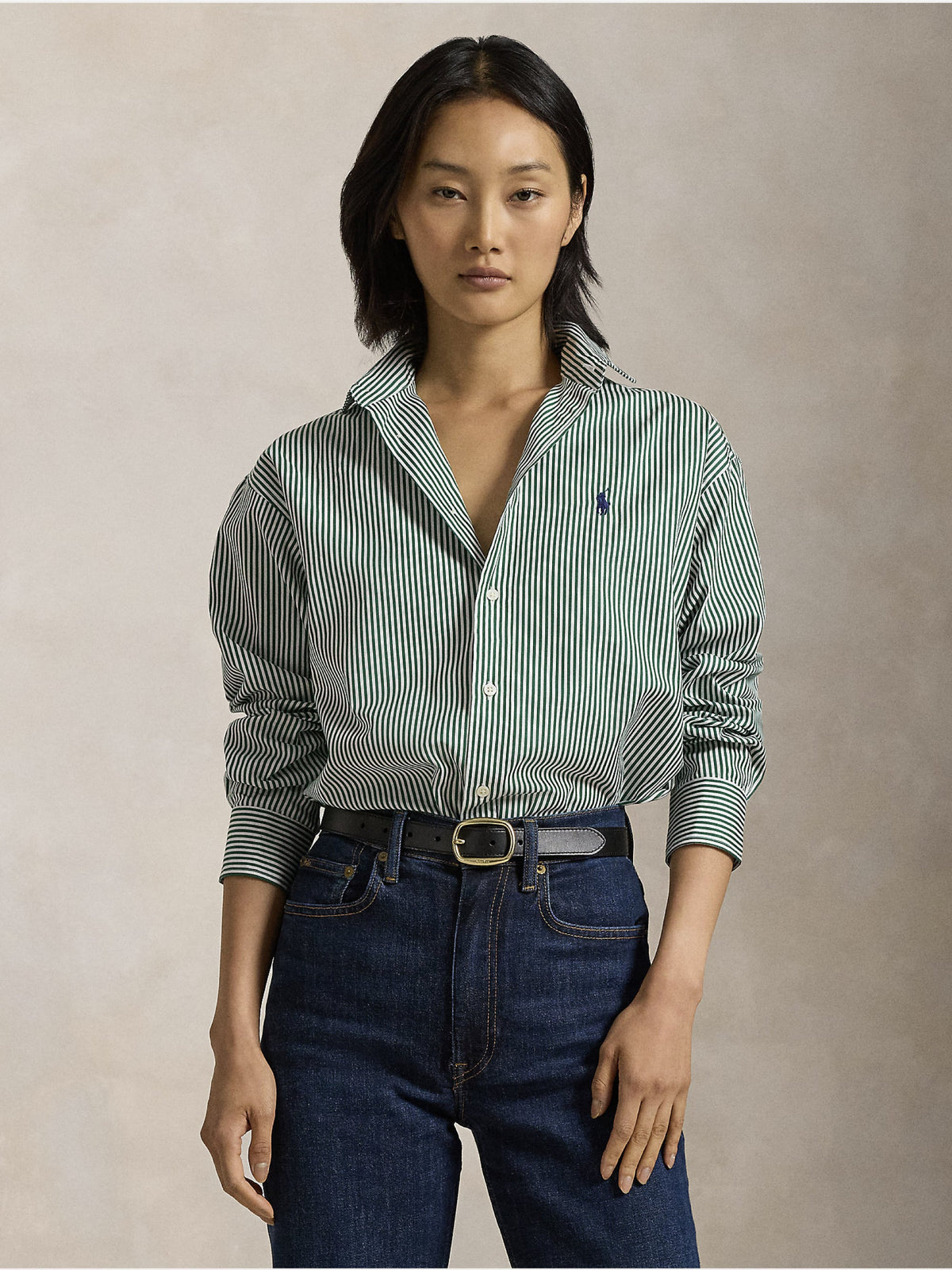2026 New Arrival Camicia a Righe Verde/Bianco